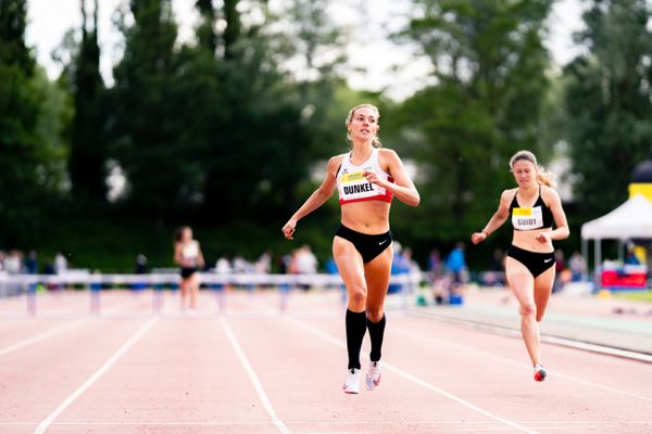 Marsha Dunkel (LC Rehlingen) ueber 400m Huerden am 28.05.2022 waehrend der World Athletics Continental Tour IFAM Oordegem in Oordegem